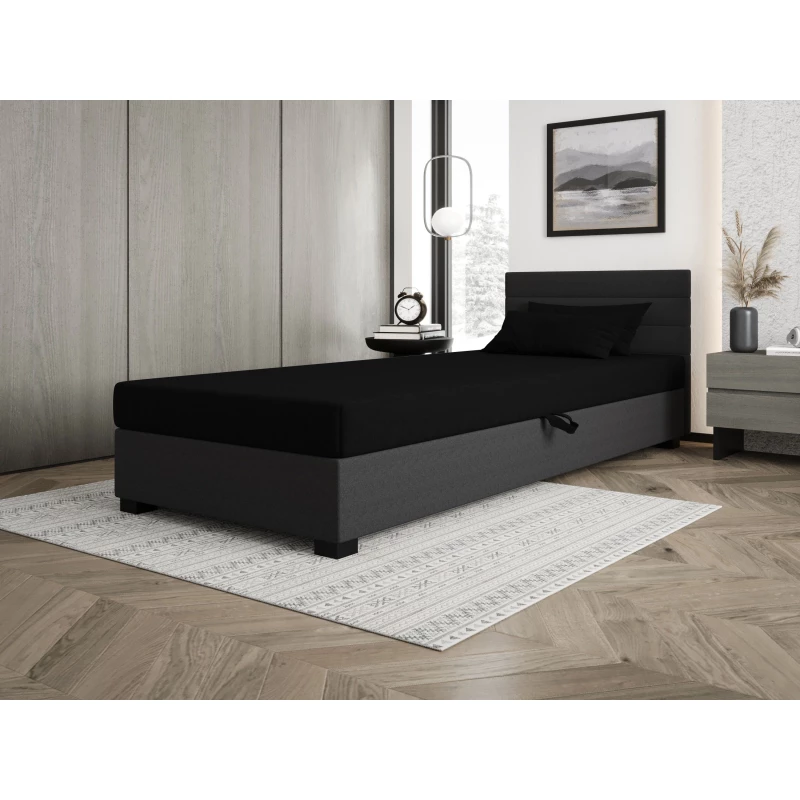 Čalouněná postel 90x195 KASANDRA 2 s úložným prostorem - černá / šedá
