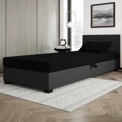 Čalouněná postel 120x195 KASANDRA 2 s úložným prostorem - černá / šedá
