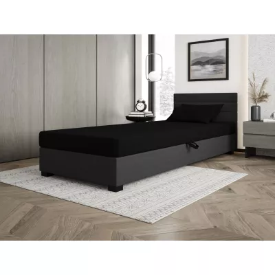 Čalouněná postel 120x195 KASANDRA 2 s úložným prostorem - černá / šedá