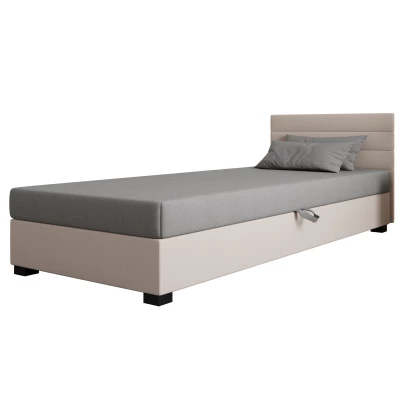 Čalouněná postel 120x195 KASANDRA 2 s úložným prostorem - světle šedá / ecru