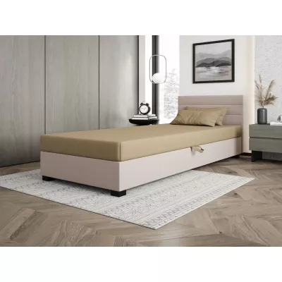 Čalouněná postel 90x195 KASANDRA 2 s úložným prostorem - hnědá / ecru