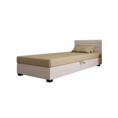 Čalouněná postel 120x195 KASANDRA 2 s úložným prostorem - hnědá / ecru