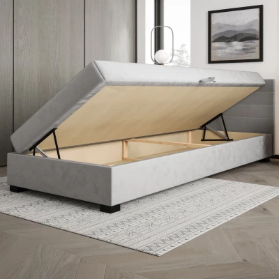 Čalouněná postel 90x195 KASANDRA 2 s úložným prostorem - hnědá