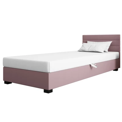 Čalouněná postel 110x195 KASANDRA 2 s úložným prostorem - růžová / bílá
