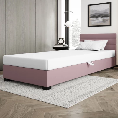 Čalouněná postel 120x195 KASANDRA 2 s úložným prostorem - růžová / bílá