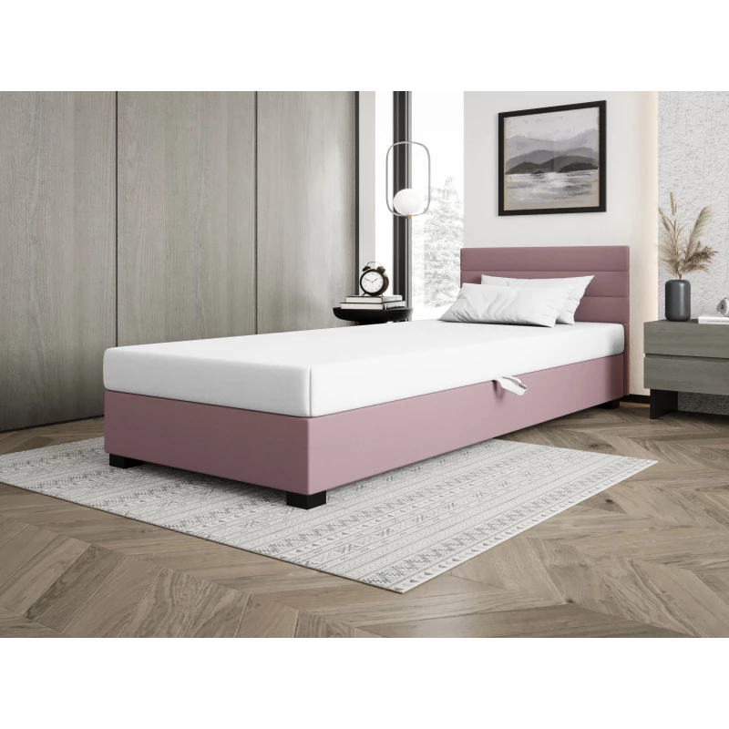 Čalouněná postel 120x195 KASANDRA 2 s úložným prostorem - růžová / bílá