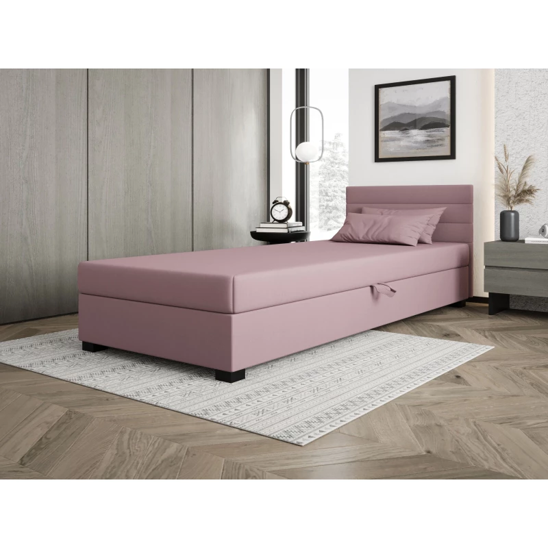 Čalouněná postel 90x195 KASANDRA 2 s úložným prostorem - růžová