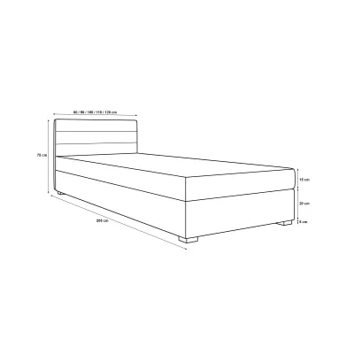 Čalouněná postel 110x195 KASANDRA 2 s úložným prostorem - modrošedá