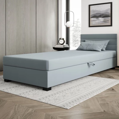 Čalouněná postel 110x195 KASANDRA 2 s úložným prostorem - modrošedá