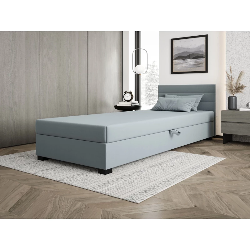 Čalouněná postel 120x195 KASANDRA 2 s úložným prostorem - modrošedá