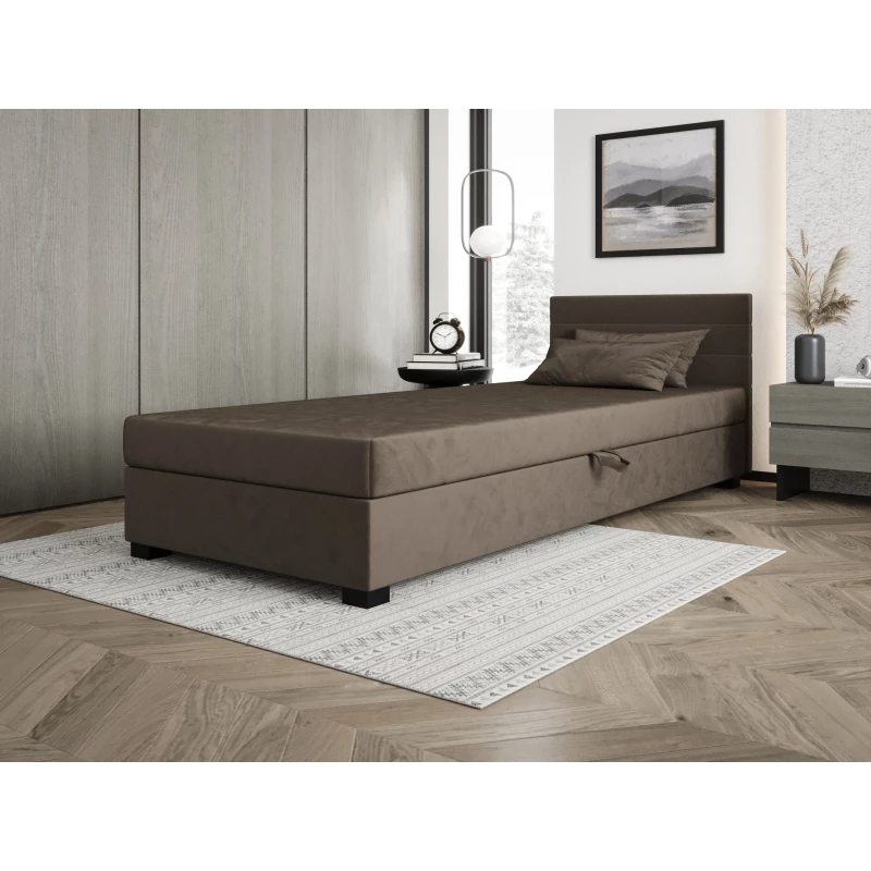 Čalouněná postel 90x195 KASANDRA 2 s úložným prostorem - tmavě hnědá