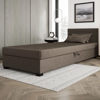 Čalouněná postel 120x195 KASANDRA 2 s úložným prostorem - tmavě hnědá