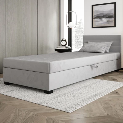 Čalouněná postel 120x195 KASANDRA 2 s úložným prostorem - světle šedá