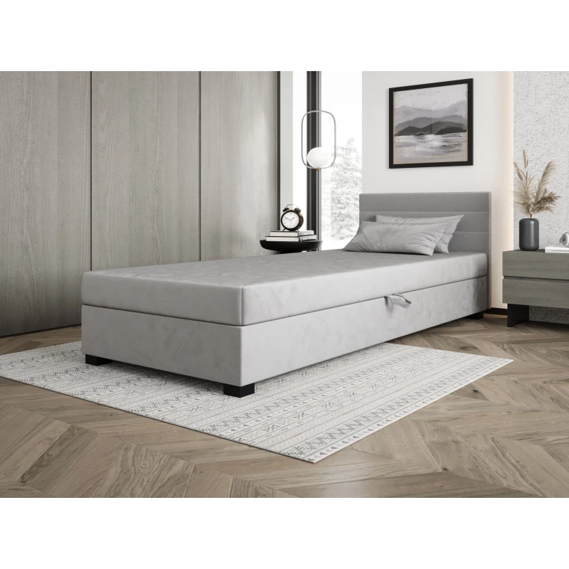 Čalouněná postel 120x195 KASANDRA 2 s úložným prostorem - světle šedá
