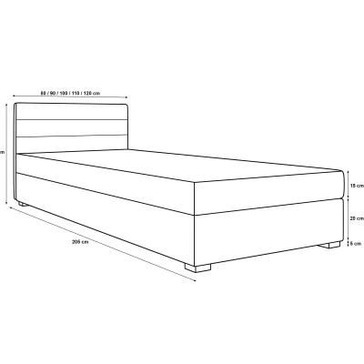 Čalouněná postel 120x195 KASANDRA 2 s úložným prostorem - světle šedá