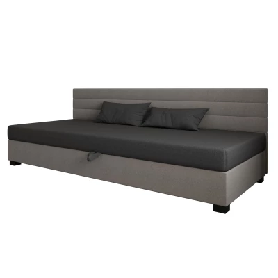 Čalouněná postel 110x195 KASANDRA BIZ 1 s úložným prostorem - šedá / světle šedá