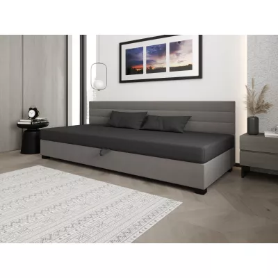 Čalouněná postel 110x195 KASANDRA BIZ 1 s úložným prostorem - šedá / světle šedá
