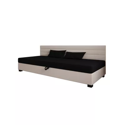 Čalouněná postel 110x195 KASANDRA BIZ 1 s úložným prostorem - černá / ecru
