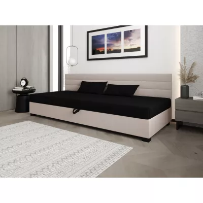 Čalouněná postel 110x195 KASANDRA BIZ 1 s úložným prostorem - černá / ecru