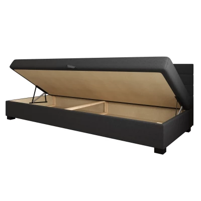 Čalouněná postel 110x195 KASANDRA BIZ 1 s úložným prostorem - černá / šedá