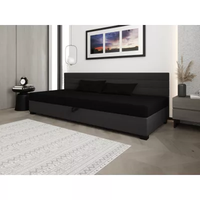 Čalouněná postel 110x195 KASANDRA BIZ 1 s úložným prostorem - černá / šedá