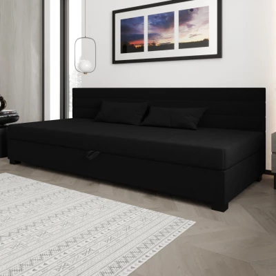 Čalouněná postel 110x195 KASANDRA BIZ 1 s úložným prostorem - černá
