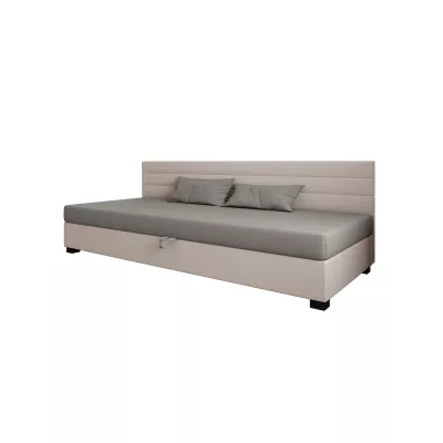 Čalouněná postel 110x195 KASANDRA BIZ 1 s úložným prostorem - světle šedá / ecru