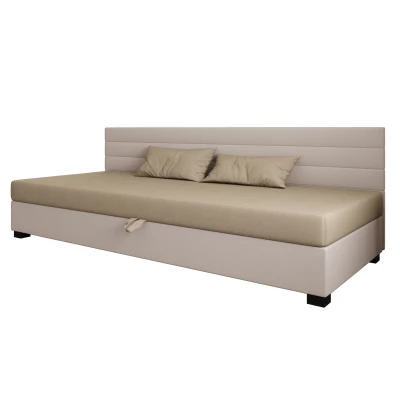 Čalouněná postel 110x195 KASANDRA BIZ 1 s úložným prostorem - hnědá / ecru