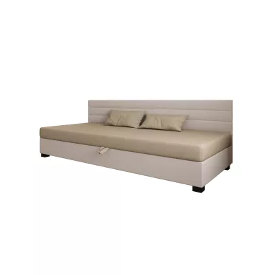 Čalouněná postel 110x195 KASANDRA BIZ 1 s úložným prostorem - hnědá / ecru