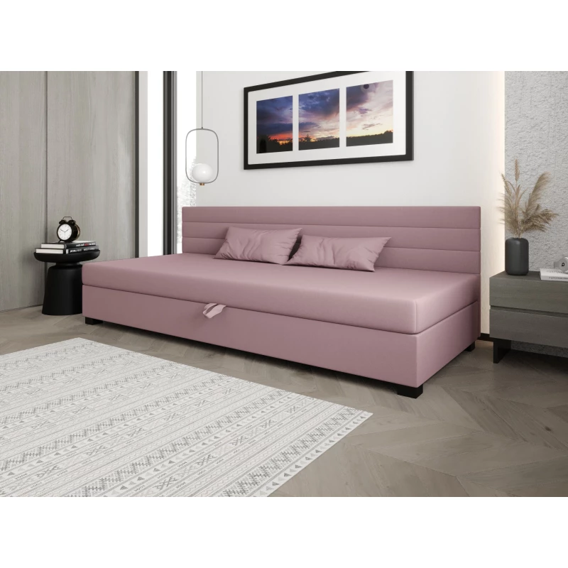 Čalouněná postel 110x195 KASANDRA BIZ 1 s úložným prostorem - růžová