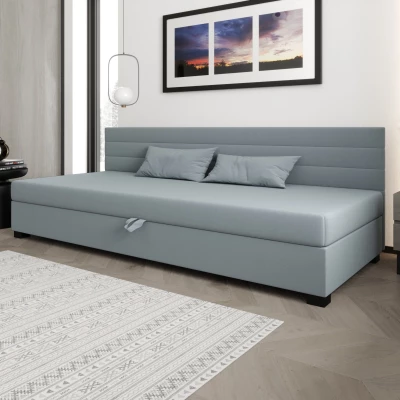 Čalouněná postel 110x195 KASANDRA BIZ 1 s úložným prostorem - modrošedá