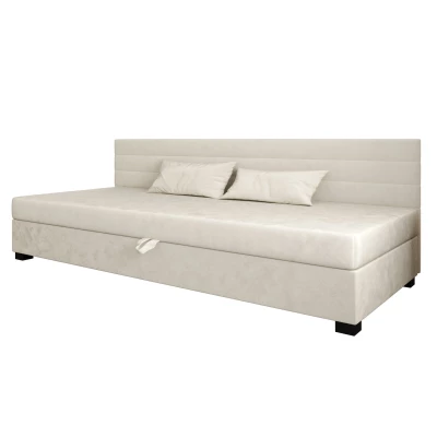 Čalouněná postel 110x195 KASANDRA BIZ 1 s úložným prostorem - ecru