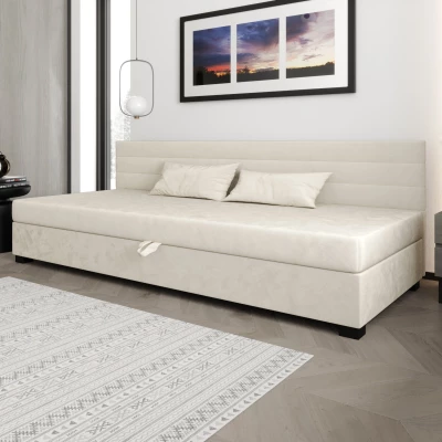 Čalouněná postel 110x195 KASANDRA BIZ 1 s úložným prostorem - ecru