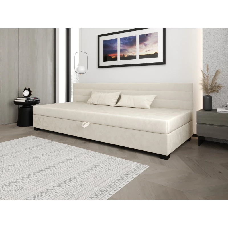 Čalouněná postel 110x195 KASANDRA BIZ 1 s úložným prostorem - ecru