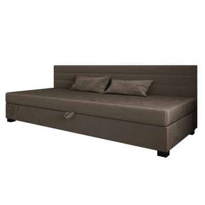 Čalouněná postel 110x195 KASANDRA BIZ 1 s úložným prostorem - tmavě hnědá