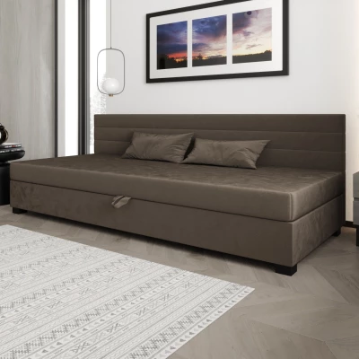 Čalouněná postel 110x195 KASANDRA BIZ 1 s úložným prostorem - tmavě hnědá