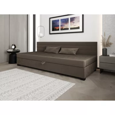 Čalouněná postel 110x195 KASANDRA BIZ 1 s úložným prostorem - tmavě hnědá