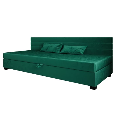 Čalouněná postel 110x195 KASANDRA BIZ 1 s úložným prostorem - zelená