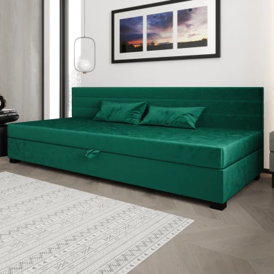Čalouněná postel 110x195 KASANDRA BIZ 1 s úložným prostorem - zelená