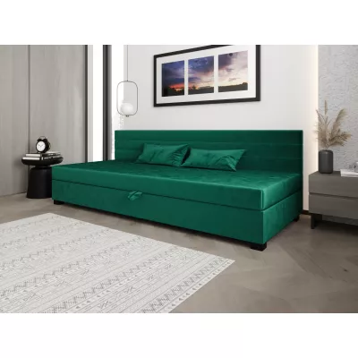 Čalouněná postel 110x195 KASANDRA BIZ 1 s úložným prostorem - zelená