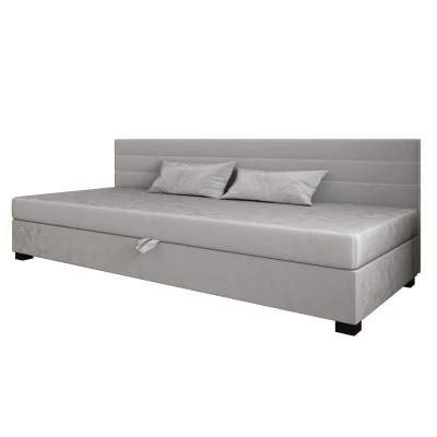 Čalouněná postel 110x195 KASANDRA BIZ 1 s úložným prostorem - světle šedá