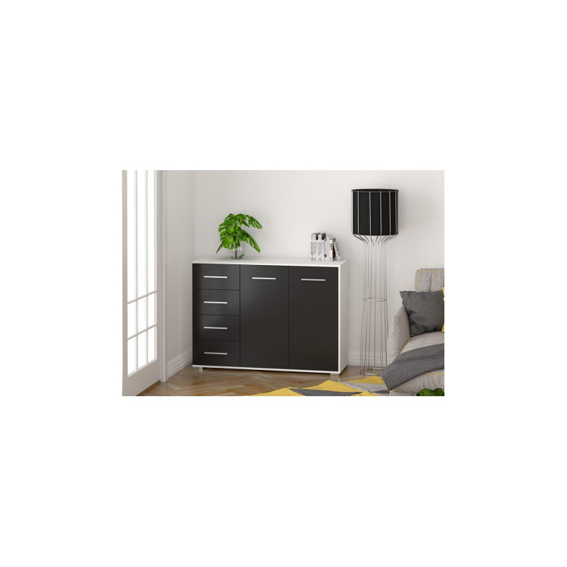 VÝPRODEJ - Praktická komoda ANFISA - bílá / černá