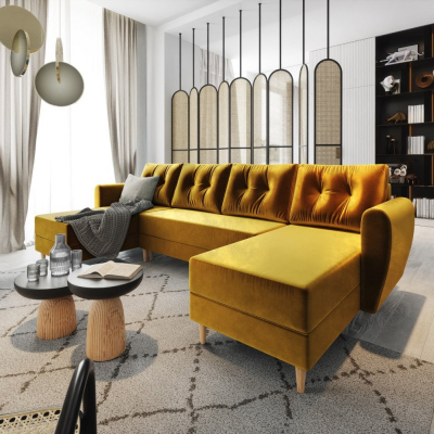 VÝPRODEJ - Sedací souprava do U PIVEK - žlutá