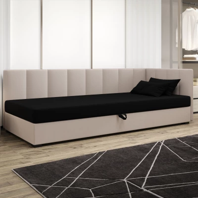 Jednolůžková postel 90x195 MANKA PLUS 2 - černá / ecru