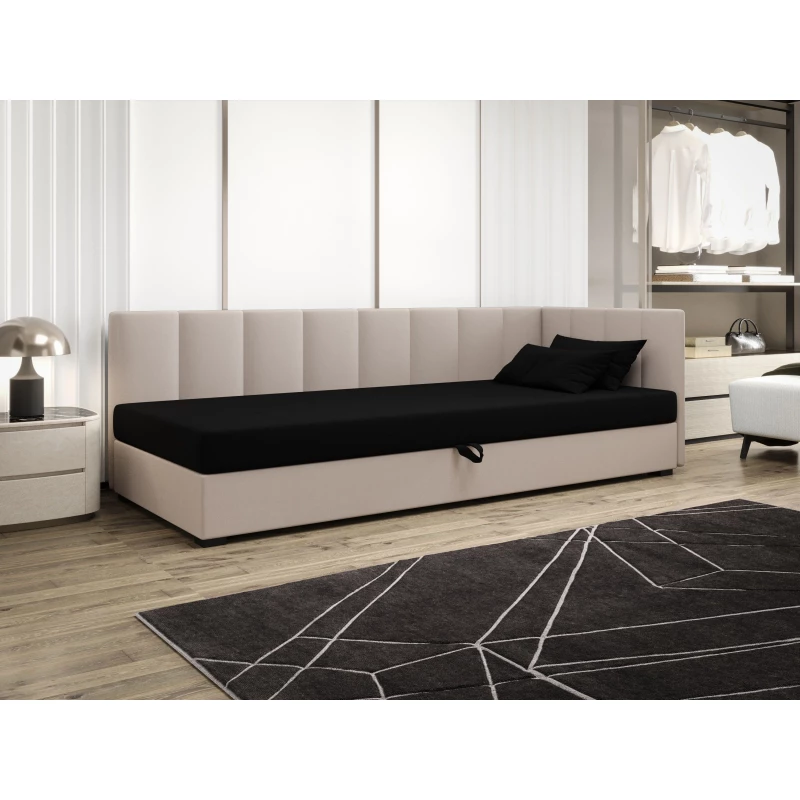 Jednolůžková postel 90x195 MANKA PLUS 2 - černá / ecru