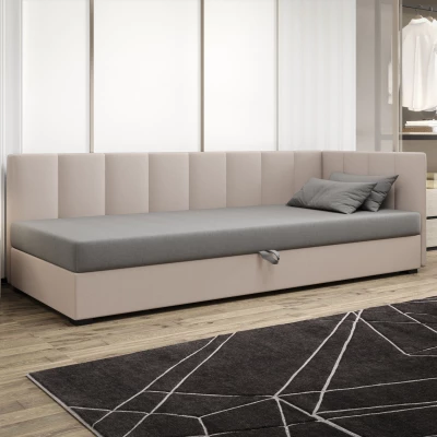 Jednolůžková postel 90x195 MANKA PLUS 2 - světle šedá / ecru