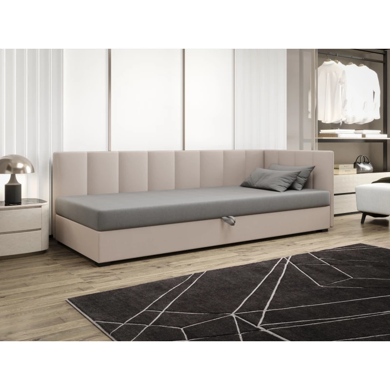 Jednolůžková postel 90x195 MANKA PLUS 2 - světle šedá / ecru