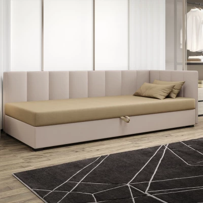 Jednolůžková postel 90x195 MANKA PLUS 2 - hnědá / ecru