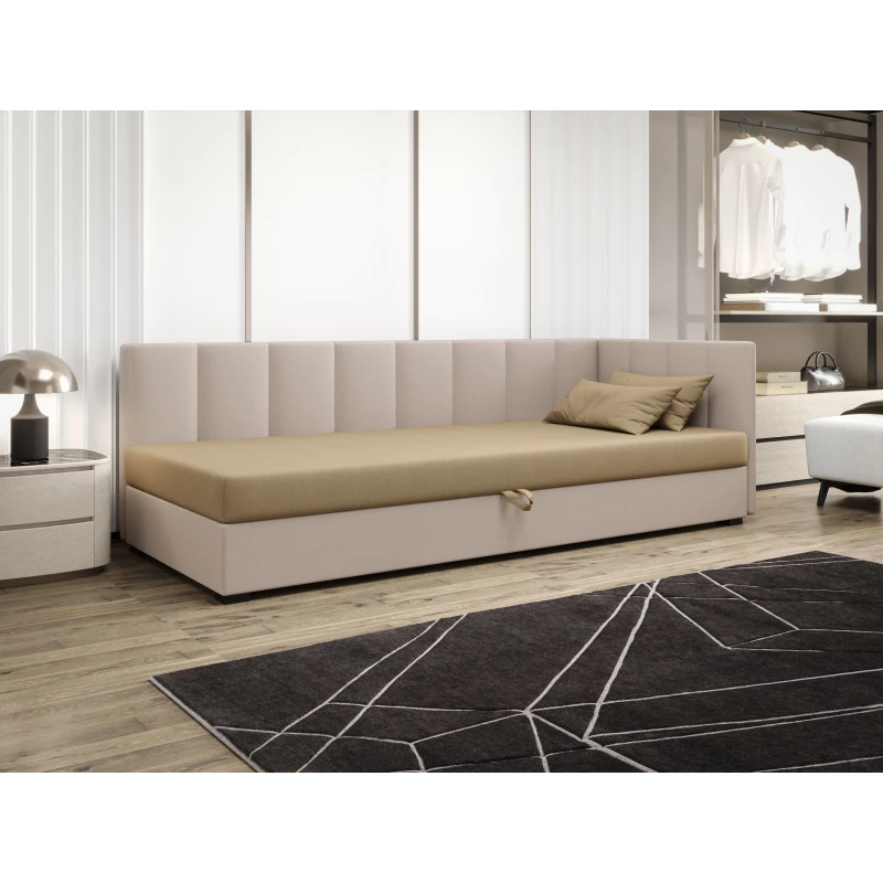 Jednolůžková postel 90x195 MANKA PLUS 2 - hnědá / ecru