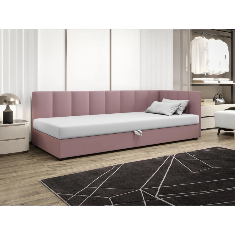 Jednolůžková postel 90x195 MANKA PLUS 2 - růžová / bílá